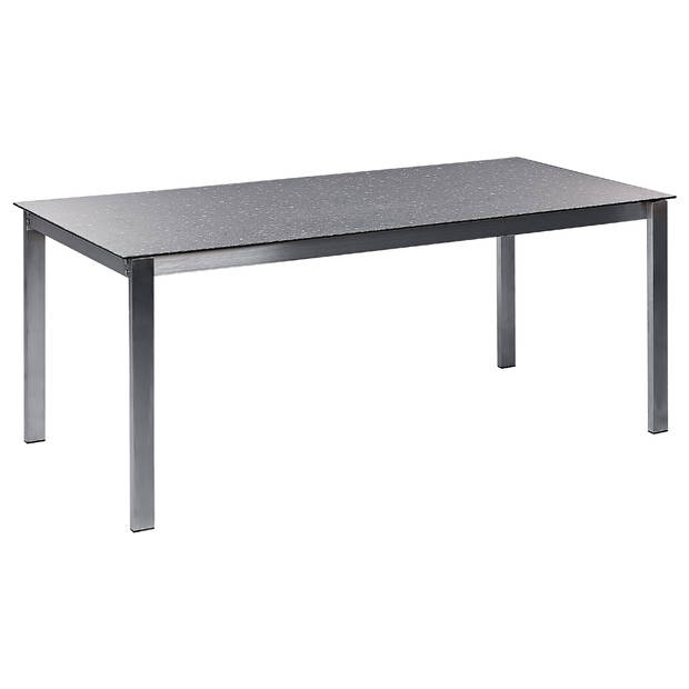 Beliani COSOLETO - Tuintafel-Zwart-Veiligheidsglas, RVS