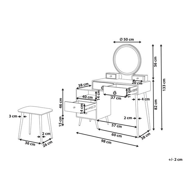 Beliani YVES - Kaptafel-Wit-MDF