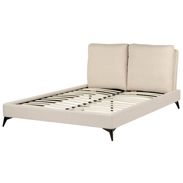 Beliani MELLE - Tweepersoonsbed-Beige-Bouclé