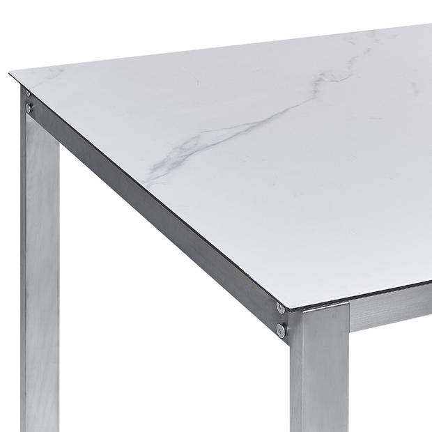 Beliani COSOLETO - Tuintafel-Wit-Veiligheidsglas, RVS