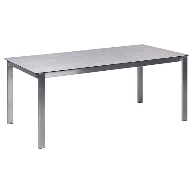 Beliani COSOLETO - Tuintafel-Grijs-Veiligheidsglas, RVS