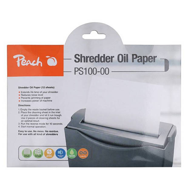 Peach PS100-00 geolied papier - voor papierversnipperaar - 12 vellen