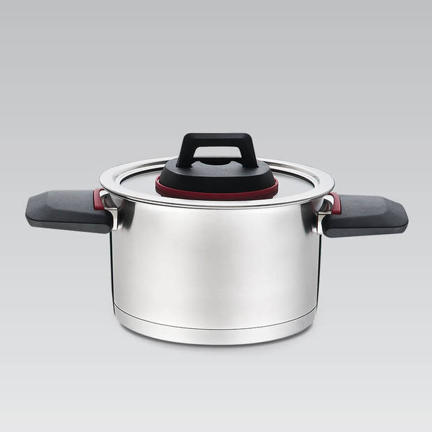 Maestro MR-3530-24 kookpan - vouwbare handvaten - 5.5 L - grijs/zwart/rood