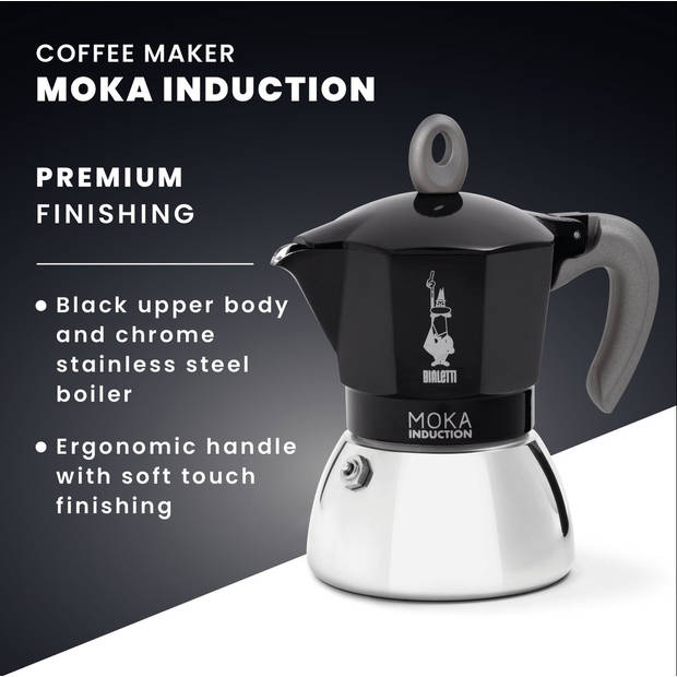 Bialetti Moka Induction koffiezetapparaat - 4 kopjes - zwart/zilver