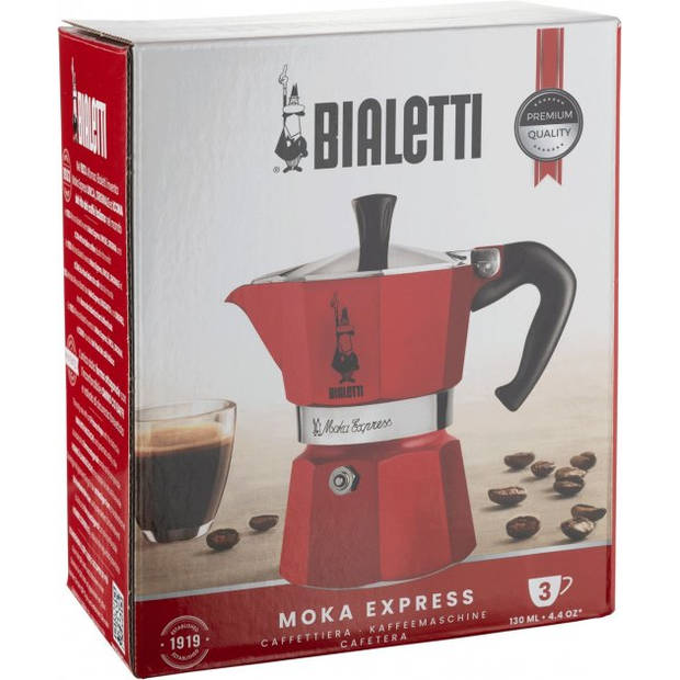 Bialetti Moka Express koffiezetapparaat - rood - 3 kopjes