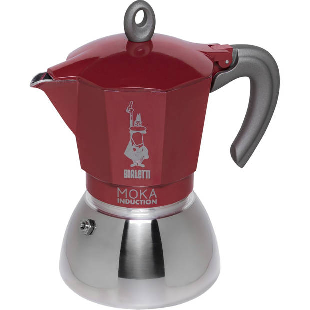 Bialetti New Moka Induction koffiezetapparaat - rood/zwart/grijs - 6 kopjes