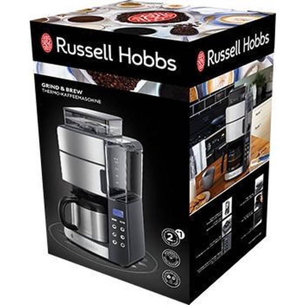 Russell Hobbs Grind and Brew Thermal Carafe combinatie koffiezetapparaat - zwart/zilver - 5 kopjes