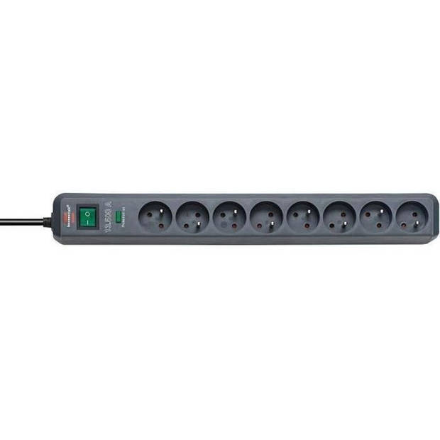 BRENNENSTUHL Eco-line overspanningsbeveiliging - aansluiting 16A 8 x connectoren met omgekeerde aansluiting kabel 1,4m