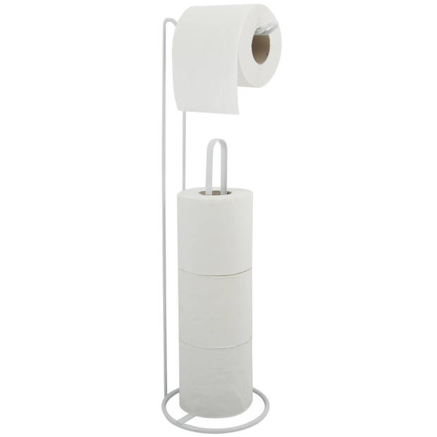MSV Wc/toiletrolhouder reservoir - metaal - wit - 54 cm - Voor 4/5 rollen - Toiletrolhouders