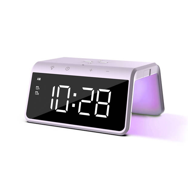 Caliber Caliber Digitale Wekker - Wekker met Draadloze Oplader - Digitale Klok - Dimbaar - Twee Alarmen - Geschikt als