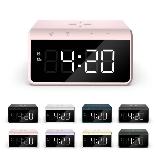 Caliber Caliber Digitale Wekker - Wekker met Draadloze Oplader - Digitale Klok - Dimbaar - Twee Alarmen - Geschikt als