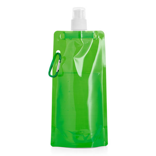 Waterfles/drinkfles opvouwbaar - 10x - groen - kunststof - 460 ml - schroefdop - waterzak - Drinkflessen