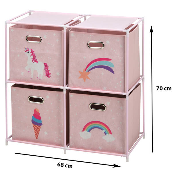 Storage solutions Opbergrek 2-laags - met manden - metaal - 68 x 35 x 70 cm - eenhoorn thema - Opbergrekjes