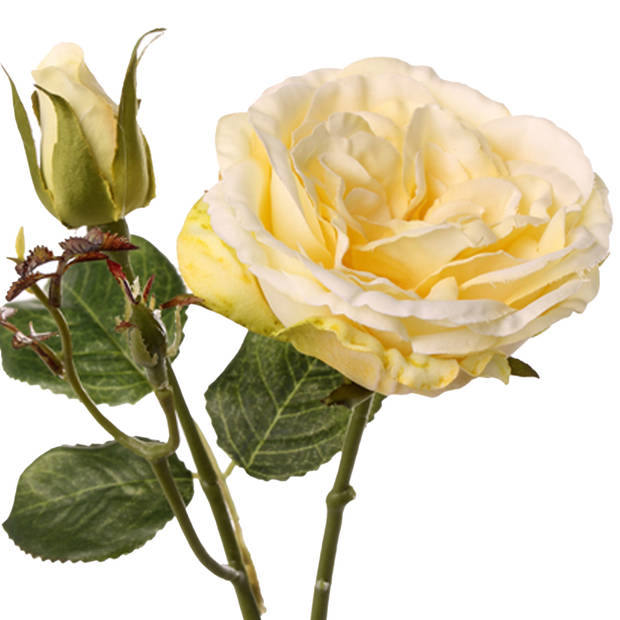 Top Art Kunstbloem roos Little Joy - 3x - geel - 38 cm - kunststof steel - decoratie bloemen - Kunstbloemen