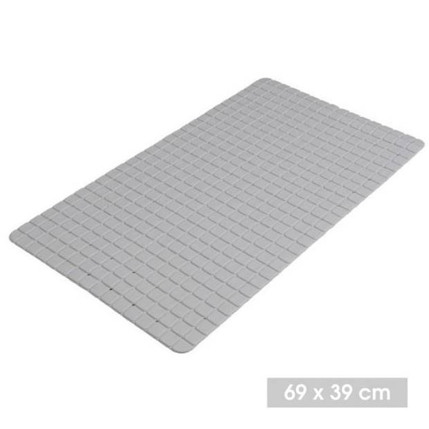 Urban Living Badkamer/douche anti slip mat - rubber - voor op de vloer - steengrijs - 39 x 69 cm - Badmatjes