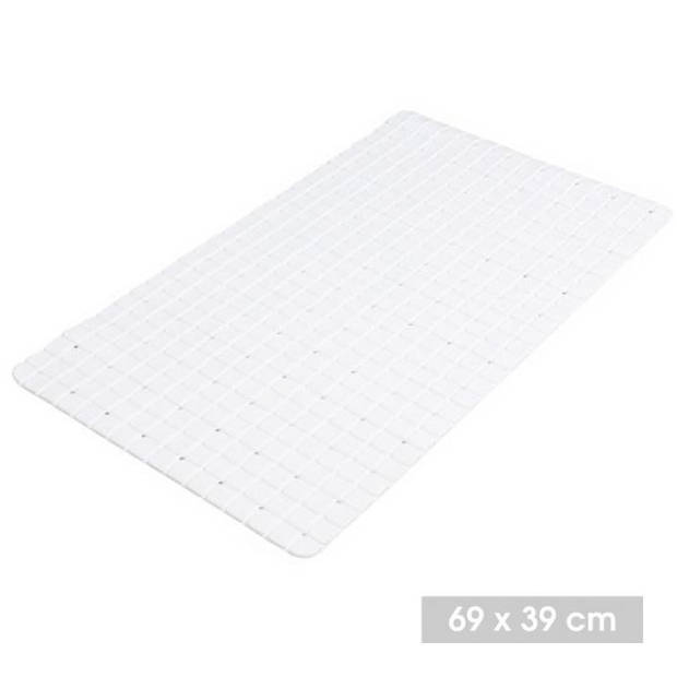 Urban Living Badkamer/douche anti slip mat - rubber - voor op de vloer - wit - 39 x 69 cm - Badmatjes