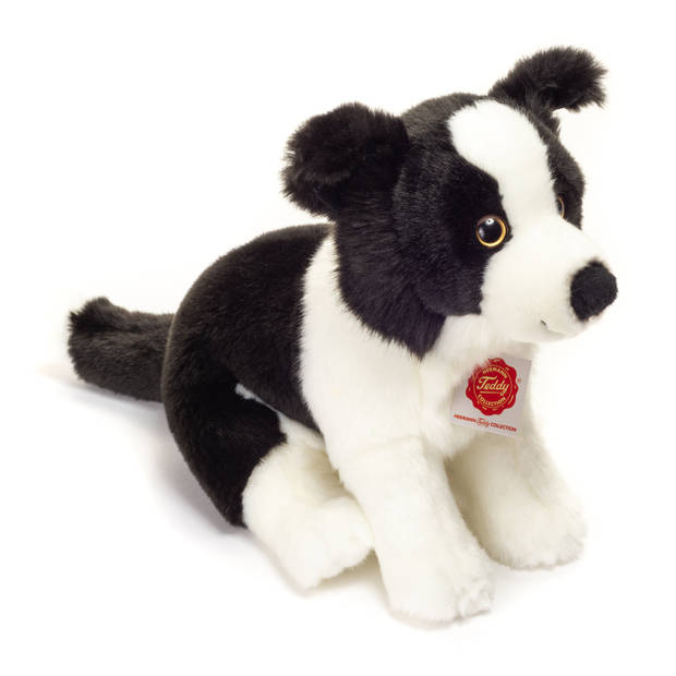 Hermann Teddy Knuffeldier hond Border Collie - zachte pluche stof - premium kwaliteit knuffels - zwart/wit - 25 cm - Knu