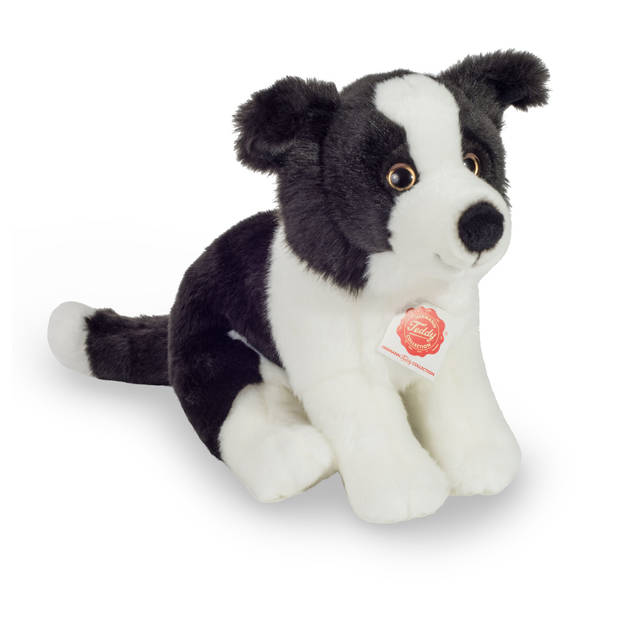 Hermann Teddy Knuffeldier hond Border Collie - zachte pluche stof - premium kwaliteit knuffels - zwart/wit - 25 cm - Knu