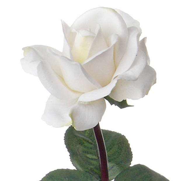 Top Art Kunstbloem roos Caroline - wit - 70 cm - zijde - kunststof steel - decoratie bloemen - Kunstbloemen