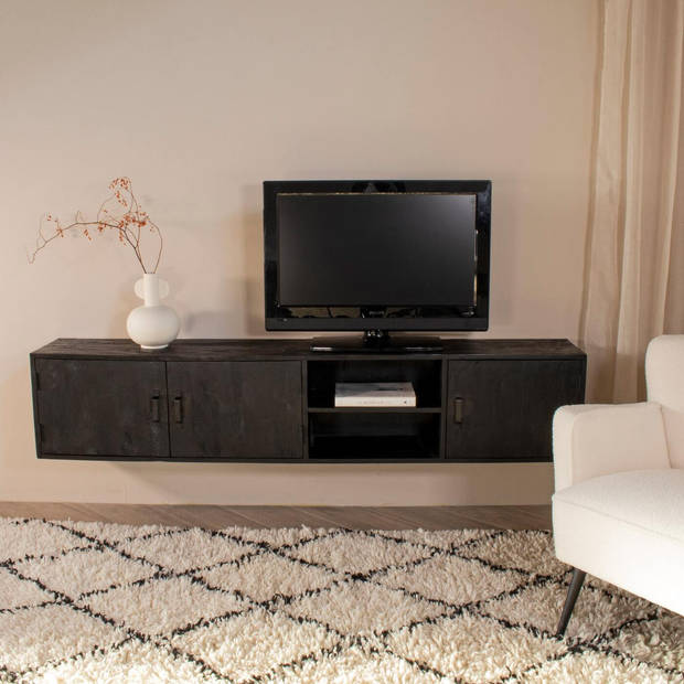 Giga Meubel - Zwevend Tv-meubel Zen Zwart Brushed 200cm