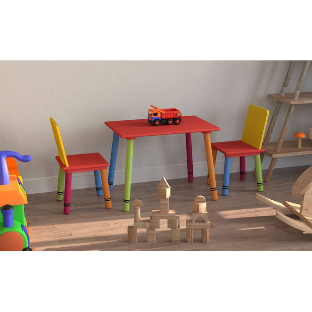Kindertafel twee stoeltjes potlood design - speeltafel bouwtafel tekentafel kinderkamer