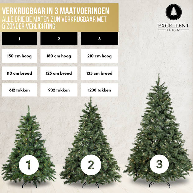 Excellent Trees® Elverum Frosted 150 cm Kerstboom met Verlichting met Mobiele App - ?110cm - ?150cm