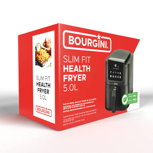 Bourgini Slimfit Airfryer XXL - Heteluchtfriteuse - 5 liter - 1500W - PFAS vrij