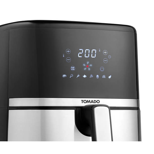Tomado TAF5401S - Airfryer - 5,4 liter inhoud - Heteluchtfriteuse - Digitaal display - 800 gram friet - Zwart/RVS