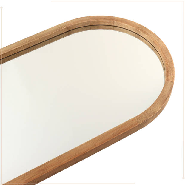 MISOU Passpiegel hangend - Ovaal - Wandspiegel - Hout - 35x90 cm - Spiegel hangend