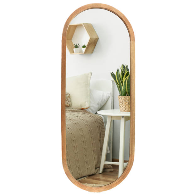 MISOU Passpiegel hangend - Ovaal - Wandspiegel - Hout - 35x90 cm - Spiegel hangend