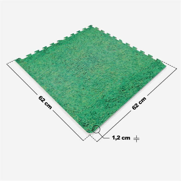 Sportschool Vloer Beschermingsmatten (6 matten + 12 eindstukken) Gras look - Groen