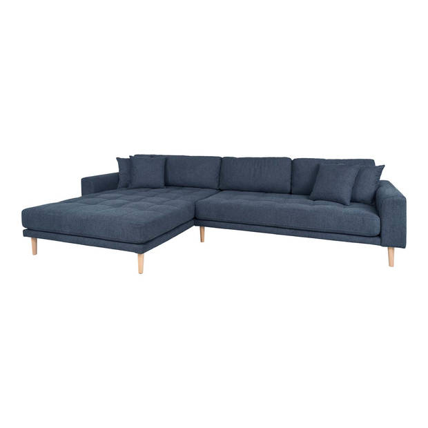 Lido bank , loungebank links gericht met 4 kussens donkerblauw.