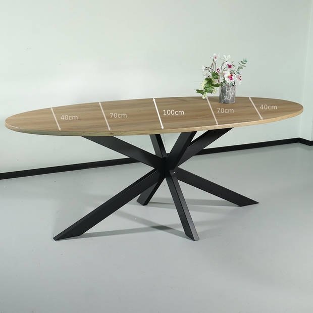 Eettafel ovaal 210cm Rato lichtbruin ovale tafel