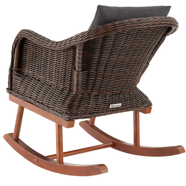 tectake® - Wicker schommelstoel Rovigo met voetenbank Vibo - bruin