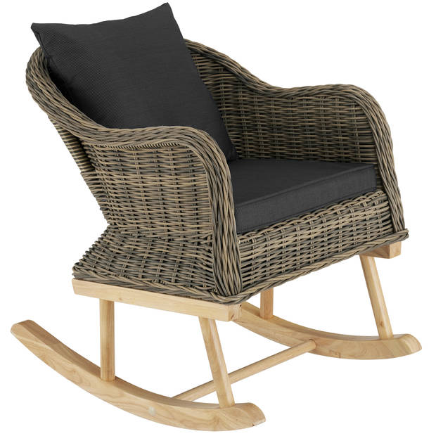 tectake® - Wicker schommelstoel Rovigo met voetenbank Vibo - natuur