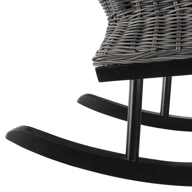 tectake® - Wicker schommelstoel Rovigo met voetenbank Vibo - grijs