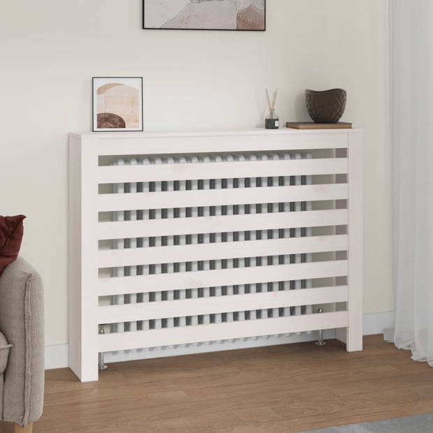 The Living Store Houten Radiatorombouw - Praktische plank - Modern lat ontwerp - Grijs - 153 x 19 x 84 cm (L x B x H) -