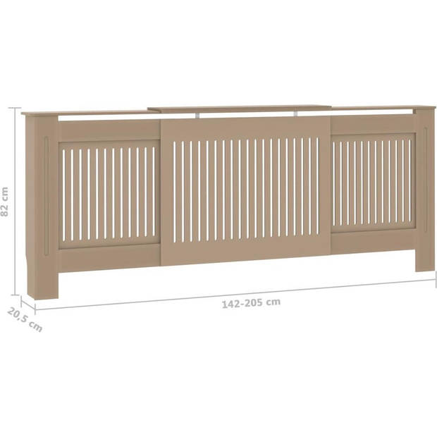 The Living Store Radiatorombouw - MDF - 142-205 x 20.5 x 82 cm - Verticale gelat