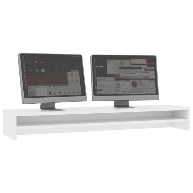 The Living Store Monitorstandaard - Hout - 100 x 24 x 13 cm - Geschikt voor 2 schermen