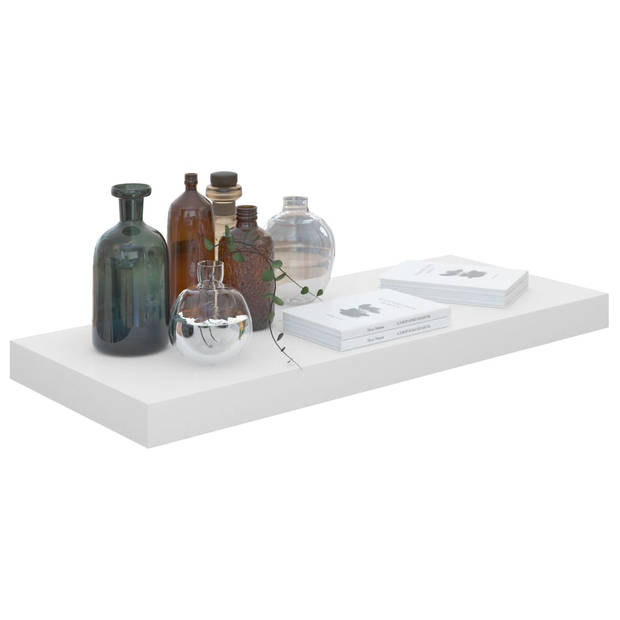 The Living Store Wandplanken - Hoogglans wit - 60 x 23.5 x 3.8 cm - Honingraat MDF en metaal