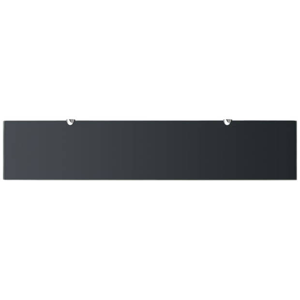 The Living Store Zwevende Plank - 100 x 20 cm - Zwart - Gehard Veiligheidsglas - Draagvermogen 15 kg