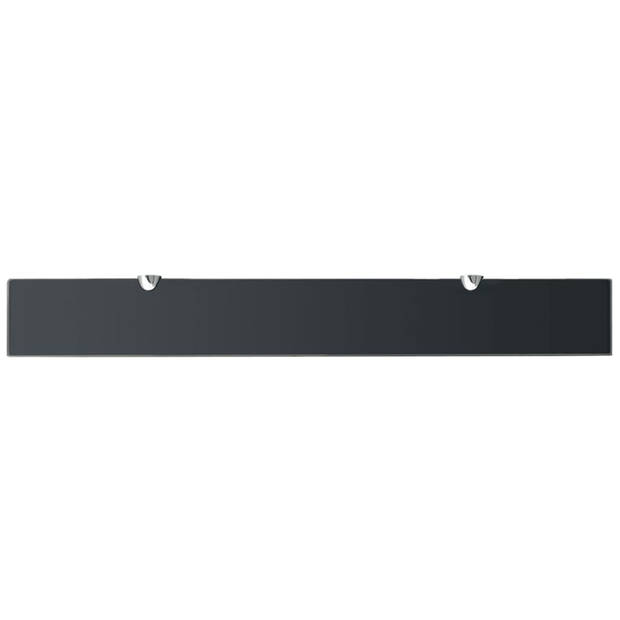 The Living Store Zwevende Plank Zwart 80 x 10 cm - Gehard Veiligheidsglas - Draagvermogen 15 kg