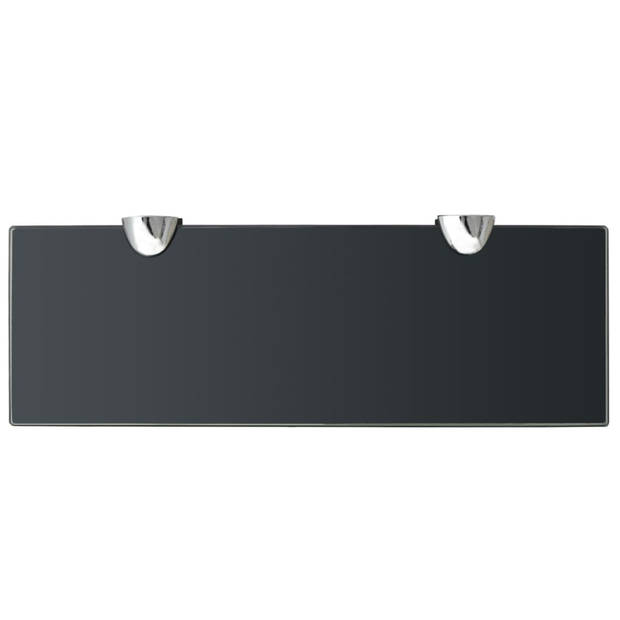 The Living Store Zwevende Plank - Glas 30 x 10 cm - Zwart
