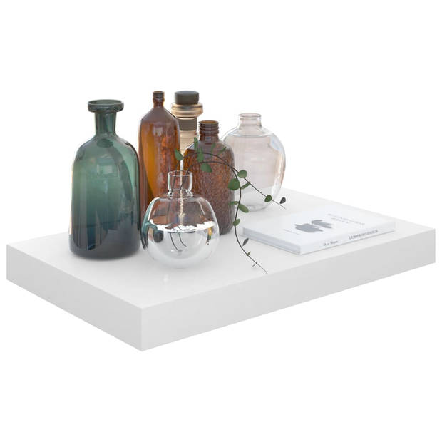 The Living Store Wandplanken - Set van 4 - Hoogglans wit - 40 x 23 x 3.8 cm - Honingraat MDF en metaal