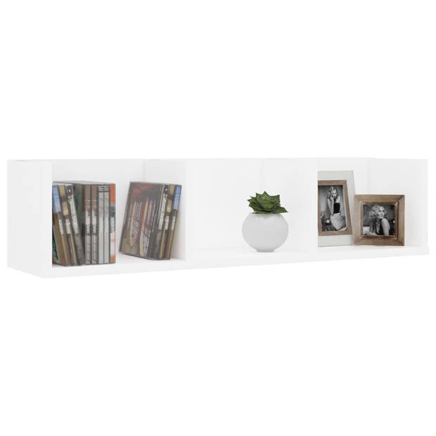 The Living Store CD/DVD opbergkast - 75 x 18 x 18 cm - wit - bewerkt hout