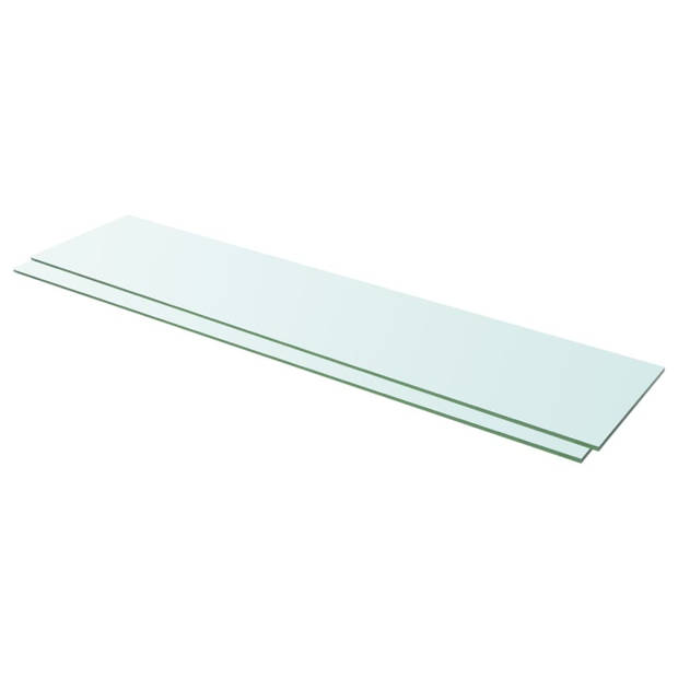 The Living Store Wandplank Transparant Gehard Glas 110x25 cm - 8 mm Dikte - Draagvermogen 15 kg - 2 Schappen