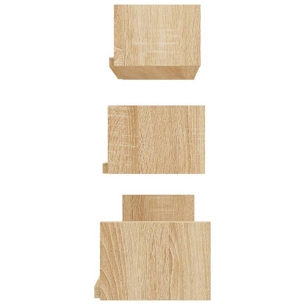 The Living Store Wandplankenset - Hout - U-vormig - Sonoma Eiken - 60x15x10cm / 45x15x10cm / 30x15x10cm