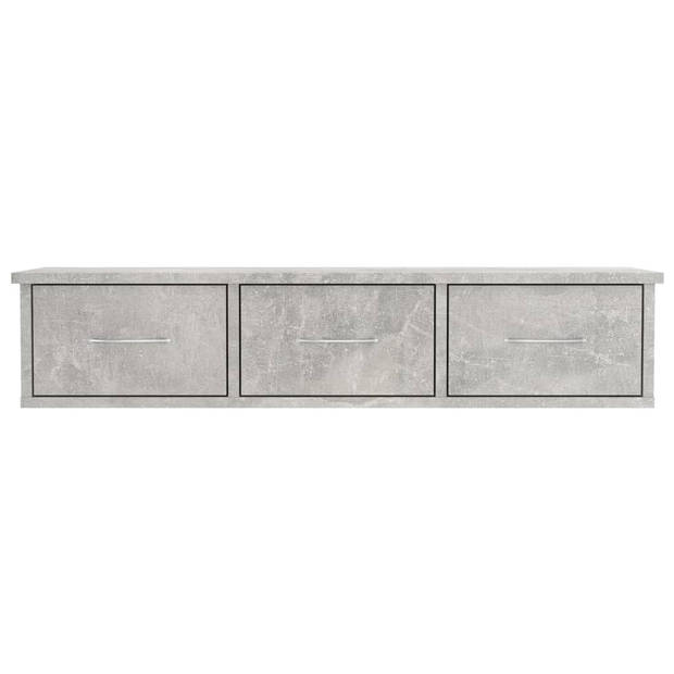 The Living Store Wandplank - 3 lades - betongrijs - 88 x 26 x 18.5 cm