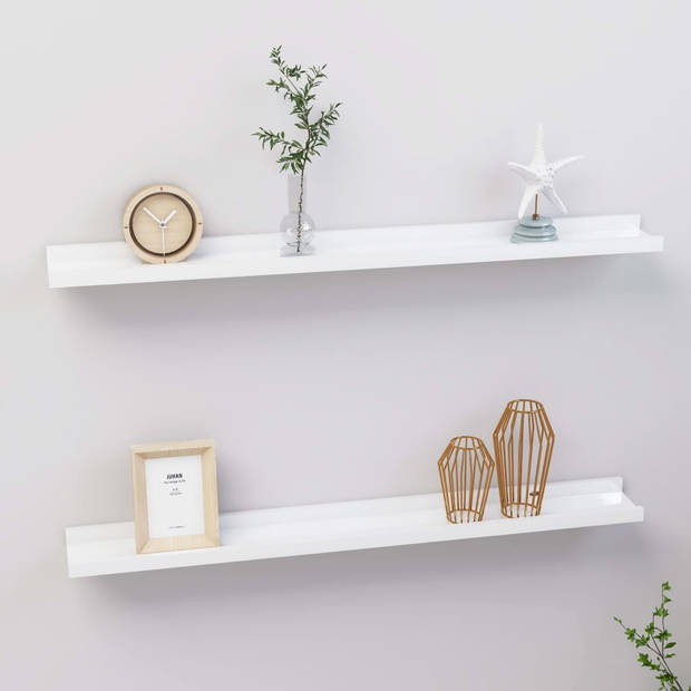 The Living Store Wandschap - Hoogglans wit - MDF - 80 x 9 x 3 cm - Praktisch en decoratief