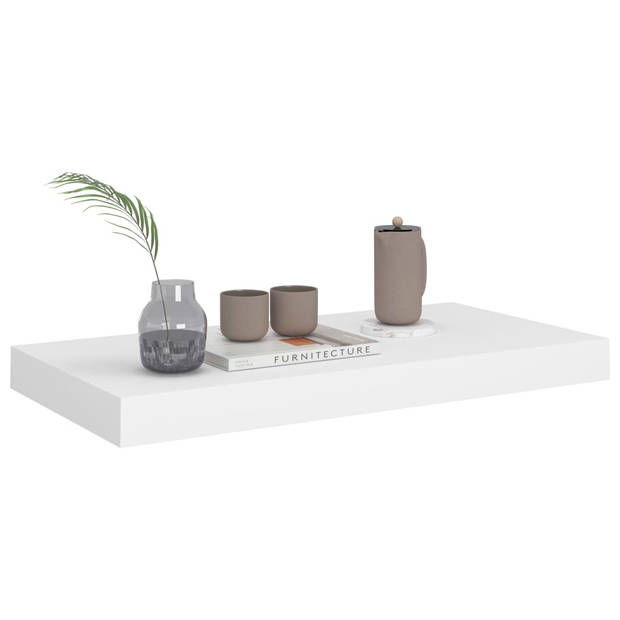 The Living Store Wandplanken - Set van 2 - Hoogwaardig honingraat MDF en metaal - 50 x 23 x 3.8 cm - Wit